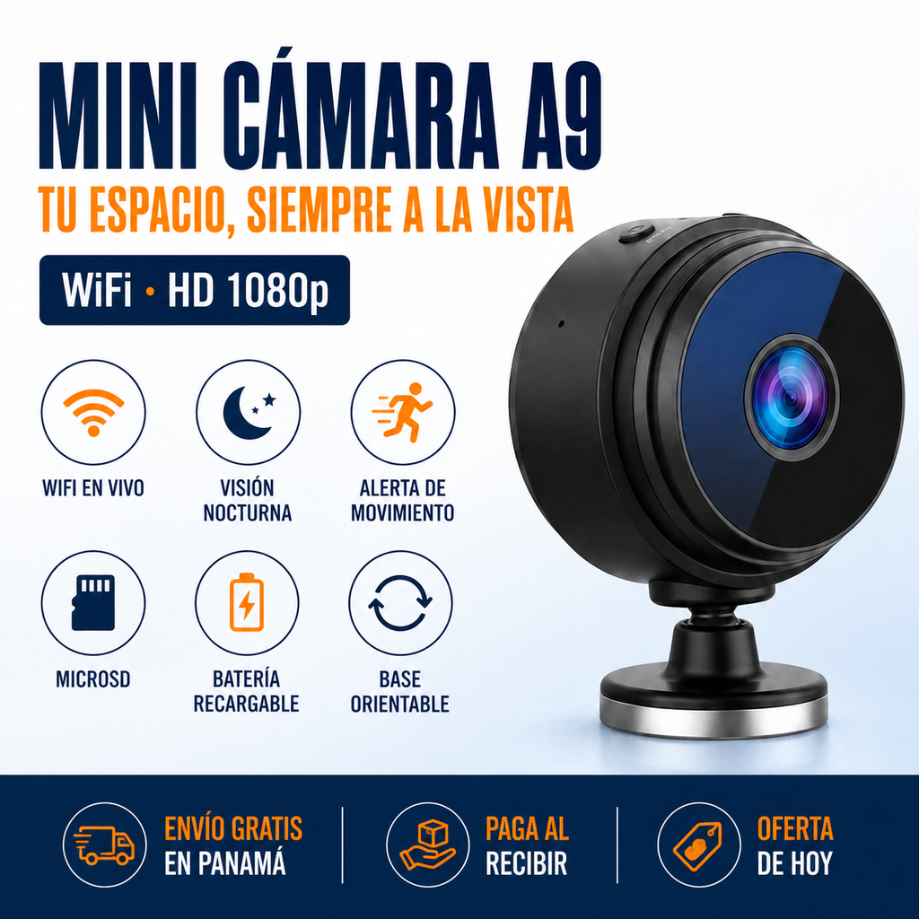 Mini Cámara de Seguridad WiFi A9 | HD 1080P + Visión Nocturna