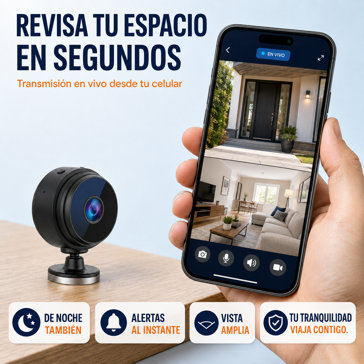 Mini Cámara de Seguridad WiFi A9 | HD 1080P + Visión Nocturna