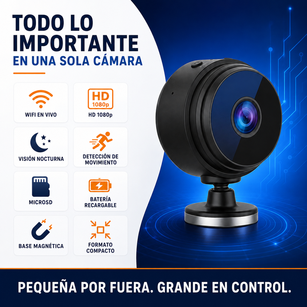 Mini Cámara de Seguridad WiFi A9 | HD 1080P + Visión Nocturna